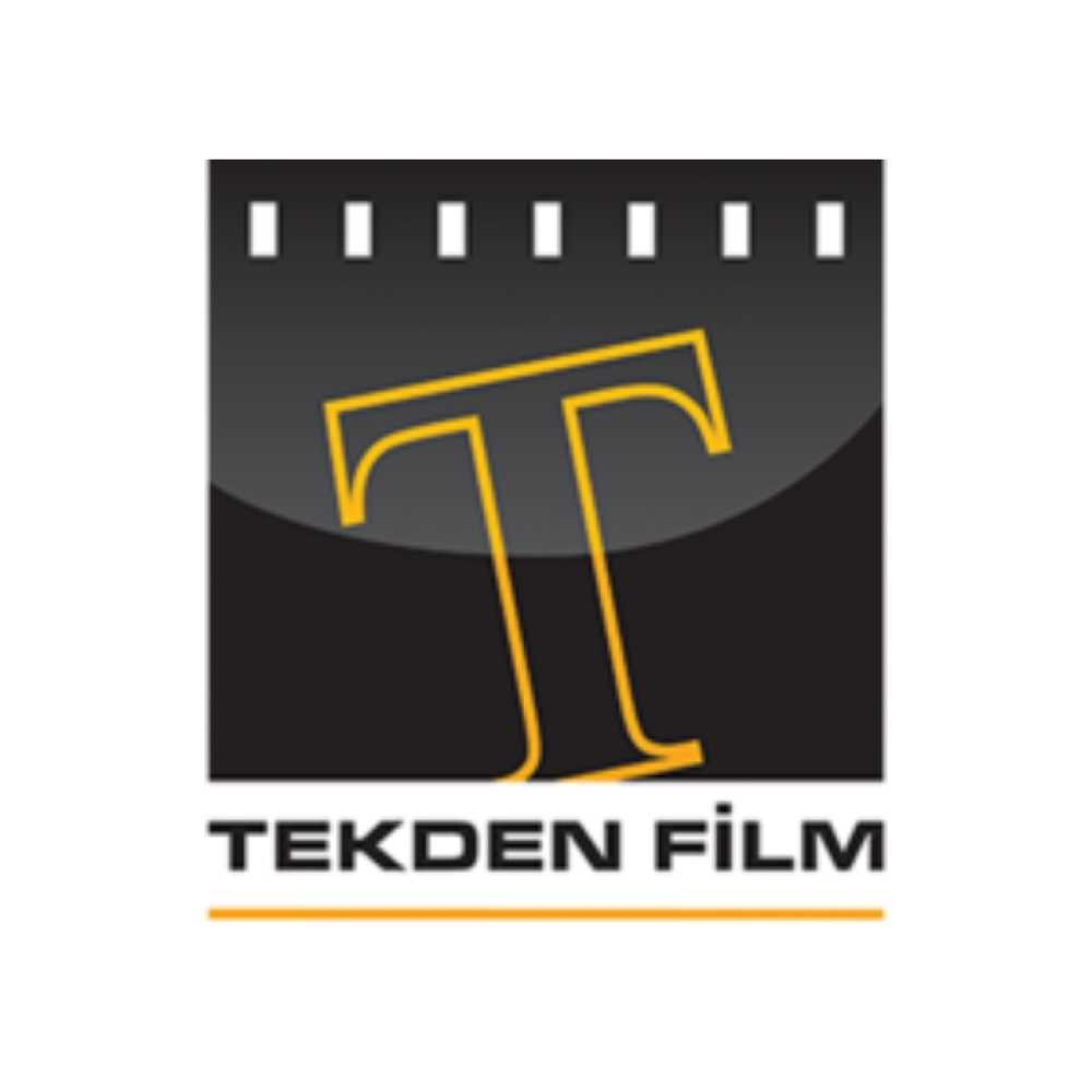 Film kurumsal logosu: Film şeridi detaylı siyah bir fon üzerinde sarı T harfi yer alırken altında Tekden Film yazıyor.