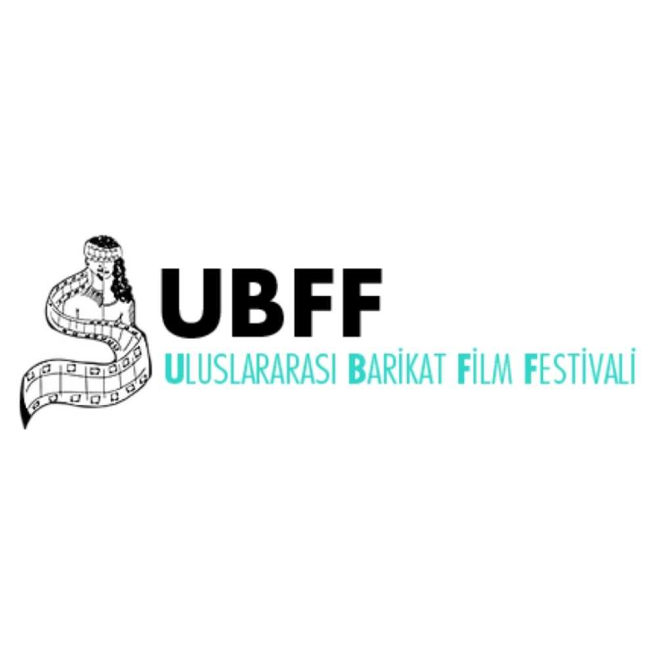 UBFF Uluslararası Barikat Film Festivali logosu. Solunda film şeridine sarılmış, gözleri bağlı bir insan figürü bulunuyor.