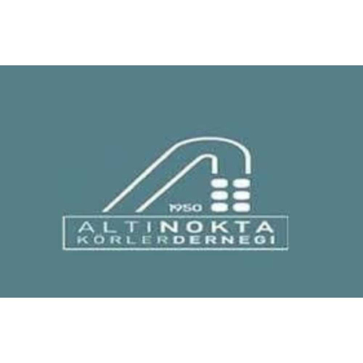 ALTI NOKTA KÖRLER DERNEĞİ Altı Nokta Körler Derneği logosu. Amblemde Braille alfabesini temsil eden altı nokta, stilize edilmiş bir beyaz bastonu da andıran A harfi ve 1950 kuruluş yılı bilgisi beyaz renkte yer alıyor.
