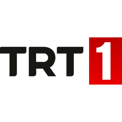 TRT 1 Siyah büyük harflerle TRT yazısı ve yanında kırmızı bir kare içinde beyaz 1 rakamından oluşan TRT 1 logosu.